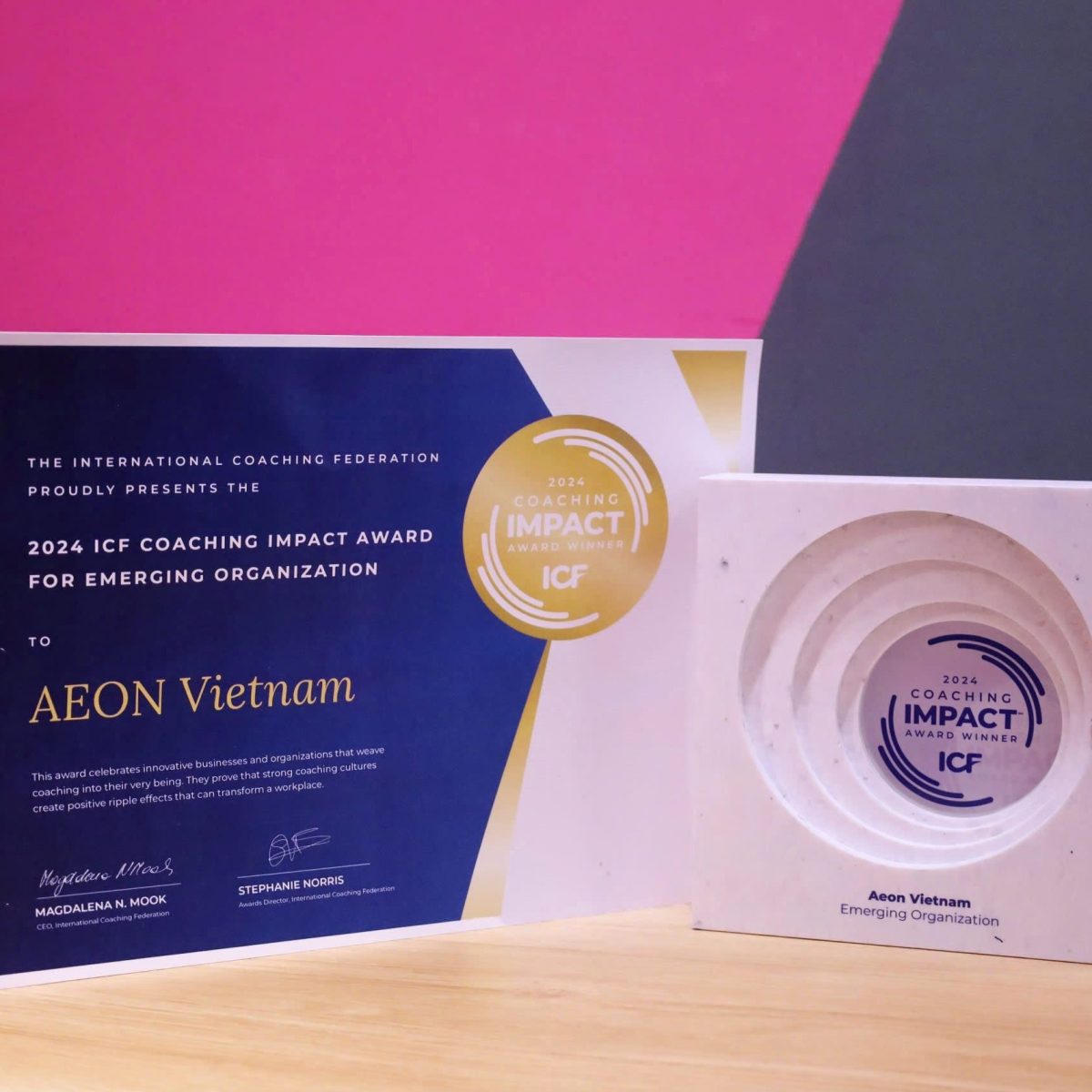 AEON VIETNAM RECEIVED AWARD FROM INTERNATIONAL COACHING FOUNDATION